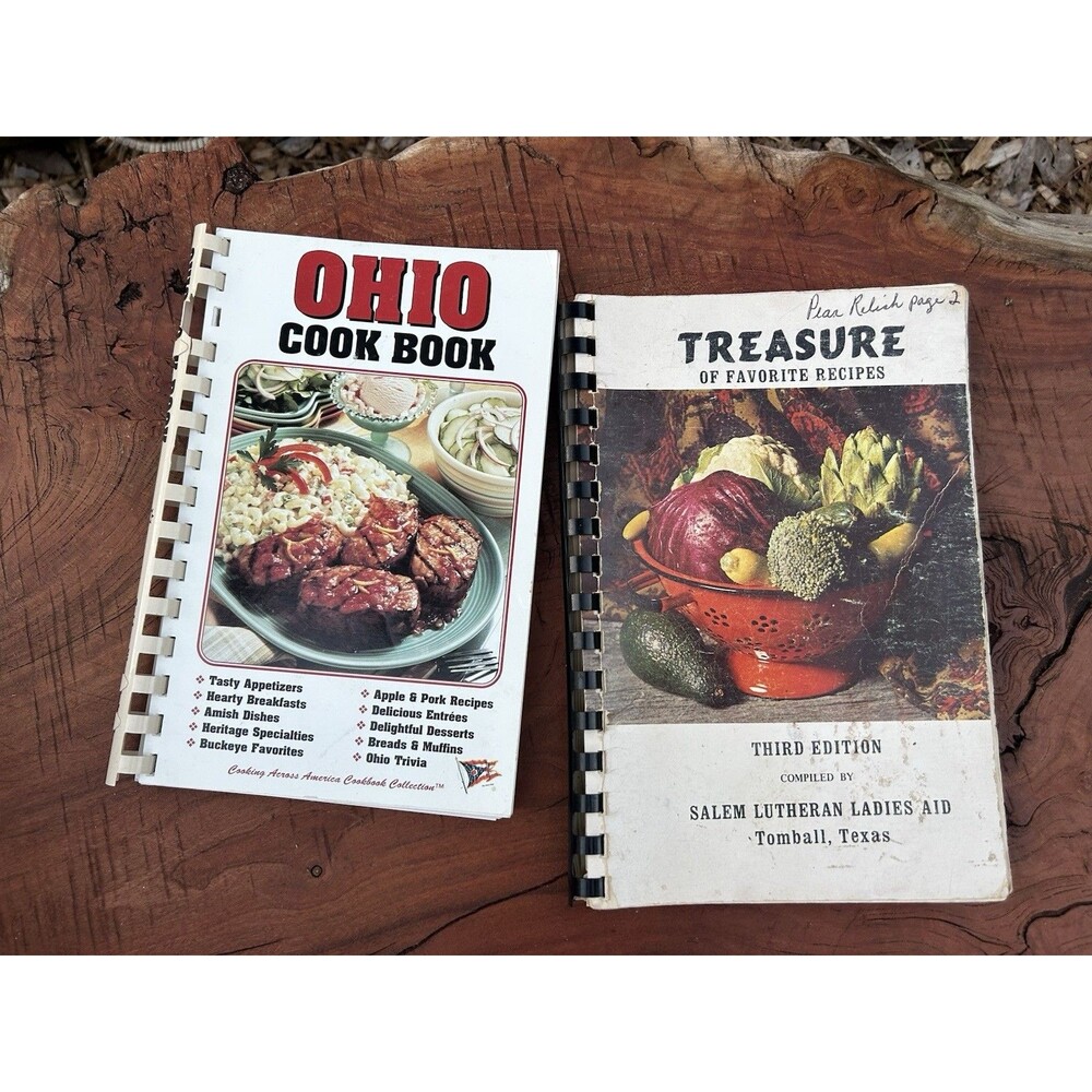 VTG 2X Grandma Cookbooks Treasure Of Favorite Recipes & Ohio Cookbook Spiral